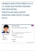 I HUMAN CASE STUDY WEEK #10 A 13  YEAR-OLD PATIENT REASON FOR ENCOUNTER:  TESTICULAR PAIN LATEST UPDATED CASE STUDY (CLASS 6512) 