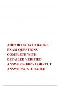 AIRPORT SIDA ID BADGE EXAM QUESTIONS COMPLETE WITH DETAILED VERIFIED ANSWERS (100% CORRECT ANSWERS) /A+GRADED