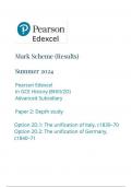 EDEXCEL    history 8hi0-2d advanced subsidiary paper 2 depth study option 2d mark scheme june 2024