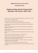 Kaplan nursing entrance Exam-science Questions And Answers 100% Pass.