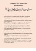 My Copy Kaplan Nursing Entrance Exam Questions And Answers 100% Pass