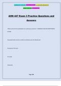 AHN 447 Exam 3 Practice Questions and Answers