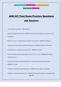 AHN 447 Final Exam Practice Questions and Answers