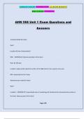 AHN 568 Unit 1 Exam Questions and Answers