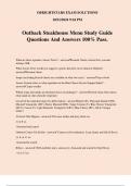 Outback Steakhouse Menu Study Guide Questions And Answers 100% Pass.