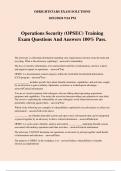 Operations Security (OPSEC) Training Exam Questions And Answers 100% Pass.