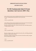 PA RE Fundamentals Quiz #1 Exam Questions And Answers 100% Pass