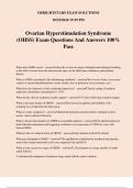 Ovarian Hyperstimulation Syndrome (OHSS) Exam Questions And Answers 100% Pass