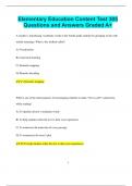 Elementary Education Content Test 305 Questions and Answers Graded A+