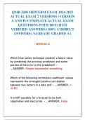 QMB 3200 MIDTERM EXAM 2024-2025  ACTUAL EXAM 2 VERSIONS (VERSION  A AND B) COMPLETE ACTUAL EXAM  QUESTIONS WITH DETAILED  VERIFIED ANSWERS (100% CORRECT  ANSWERS) /ALREADY GRADED A+