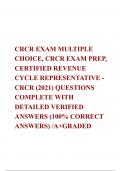 CRCR EXAM MULTIPLE CHOICE, CRCR EXAM PREP, CERTIFIED REVENUE CYCLE REPRESENTATIVE - CRCR (2021) QUESTIONS COMPLETE WITH DETAILED VERIFIED ANSWERS (100% CORRECT ANSWERS) /A+GRADED