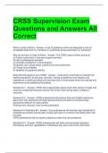 CRSS Supervision Exam Questions and Answers All Correct 