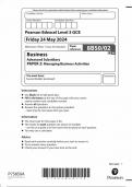 Pearson Edexcel AS  BUSINESS PAPER 2 2024 8BS0/02 QUESTION PAPER