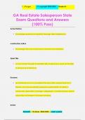 GA Real Estate Salesperson State  Exam Questions and Answers (100% Pass)