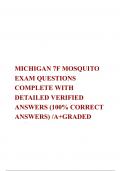 MICHIGAN 7F MOSQUITO EXAM QUESTIONS COMPLETE WITH DETAILED VERIFIED ANSWERS (100% CORRECT ANSWERS) /A+GRADED