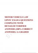 MOTOR VEHICLE LAW GPSTC EXAM 4 QUESTIONS COMPLETE WITH DETAILED VERIFIED ANSWERS (100% CORRECT ANSWERS) /A+GRADED