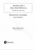 Solution Manual for Beginning Algebra 8th Edition by Elayn Martin-Gay, All Chapters 1-9.