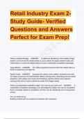 Retail Industry Exam 2- Study Guide- Verified Questions and Answers Perfect for Exam Prep!