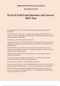 Psych of Grief Exam Questions And Answers 100% Pass