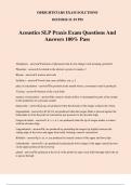 Acoustics SLP Praxis Exam Questions And Answers 100% Pass