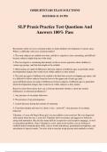 SLP Praxis Practice Test Questions And Answers 100% Pass