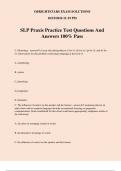 SLP Praxis Practice Test Questions And Answers 100% Pass