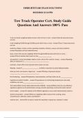 Tow Truck Operator Cert. Study Guide Questions And Answers 100% Pass