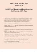 Solid Waste Management Exam Questions And Answers 100% Pass.