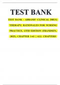 Test Bank For Abrams Clinical Drug Therapy Rationales for Nursing Practice 12th Edition By Geralyn Frandsen; Sandra S. Pennington | 9781975136130 | Chapter 1-61 |Complete Questions and Answers A+