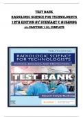 TEST BANK for Radiologic Science for Technologists  12th Edition by Stewart C Bushong All Chapters 1-40, Complete , ISBN:9780323661348