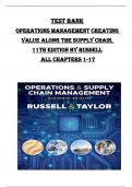 TEST BANK Operations Management Creating Value Along the Supply Chain,  11th Edition by Russell all Chapters 1-17 complete, ISBN: 9781119905677 