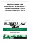 SOLUTION and ANSWER GUIDE for Business Law Today - The Essentials Text & Summarized Cases, Cengage, 13th edition,  by Roger LeRoy Miller, all Chapters 1- 25 complete