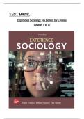 Test Bank for Experience Sociology 5th Edition by Croteau, Hoynes and Stamm, All Chapters 1 to 17  complete Verified editon ISBN:9781260726824