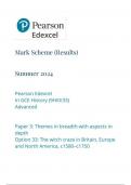 EDEXCEL    history 9hi0-33 advanced paper 3 themes in breadth with aspects in depth option 33 the witch craze in britain, europe and north america, c1580–c1750 mark scheme june 2024