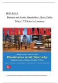 TEST BANK for Business and Society 17th Edition by Lawrence & Weber, All Chapters 1 to 19 complete Verified editon