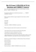 Bio 121 Exam 1 UPDATED ACTUAL  Questions and CORRECT Answers