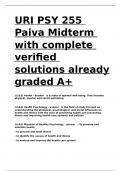 URI PSY 255 Paiva Midterm with complete verified solutions already graded A+.