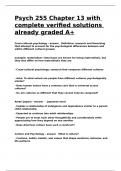 Psych 255 - Introduction to Research with complete verified solutions already graded A+