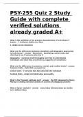 PSY-255 Quiz 2 Study Guide with complete verified solutions already graded A+.