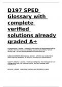 D197 SPED Glossary with complete verified solutions already graded A+