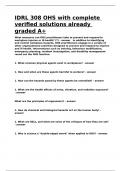 IDRL 308 OHS with complete verified solutions already graded A+