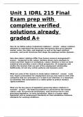 Unit 1 IDRL 215 Final Exam prep with complete verified solutions already graded A+