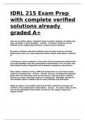 IDRL 215 Exam Prep with complete verified solutions already graded A+