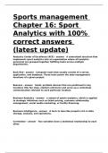 Sports management Chapter 16 Sport Analytics with 100- correct answers (latest update).