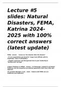 Lecture -5 slides Natural Disasters, FEMA, Katrina 2024-2025 with 100- correct answers