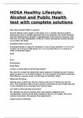 HOSA Healthy Lifestyle Alcohol and Public Health test with complete solutions.