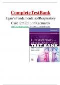 Test Bank for Egan's Fundamentals of  Egan's Fundamentals of Respiratory CareCare 13th Edition by James K. Stoller, Albert J. Heuer, David L. Vines, Robert L. Chatburn|9780323931991|All Chapters 1-58|LATEST