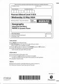 PEARSON EDEXCEL AS Geography  PAPER 2 QUESTION PAPER 2024 8GE0/02: Dynamic Places