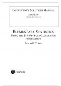 Solutions Manual For Elementary Statistics Using the TI-83 84 Plus Calculator 5th Edition By Mario F. Triola (All Chapters)