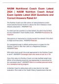 NASM Nutritional Coach Exam Latest  2024 | NASM Nutrition Coach Actual  Exam Update Latest 2024 Questions and  Correct Answers Rated A+